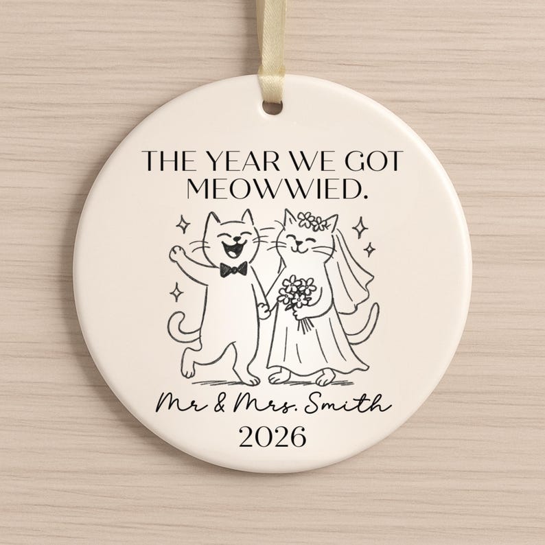 Personalized Cat Wedding Ornament: Funny Newlywed Gift product image 9