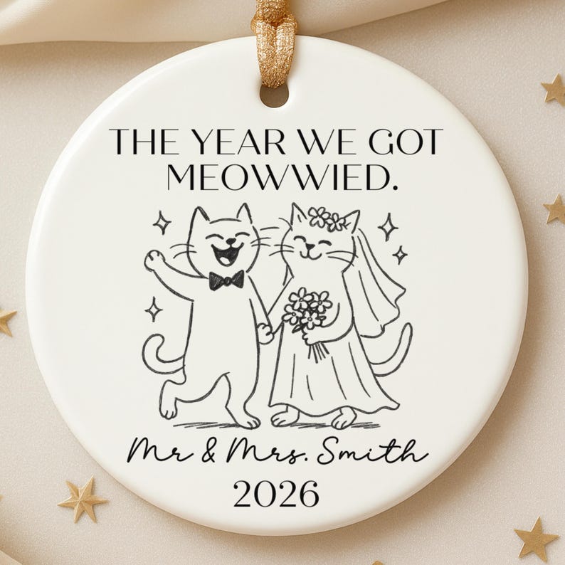 Personalized Cat Wedding Ornament: Funny Newlywed Gift product image 3