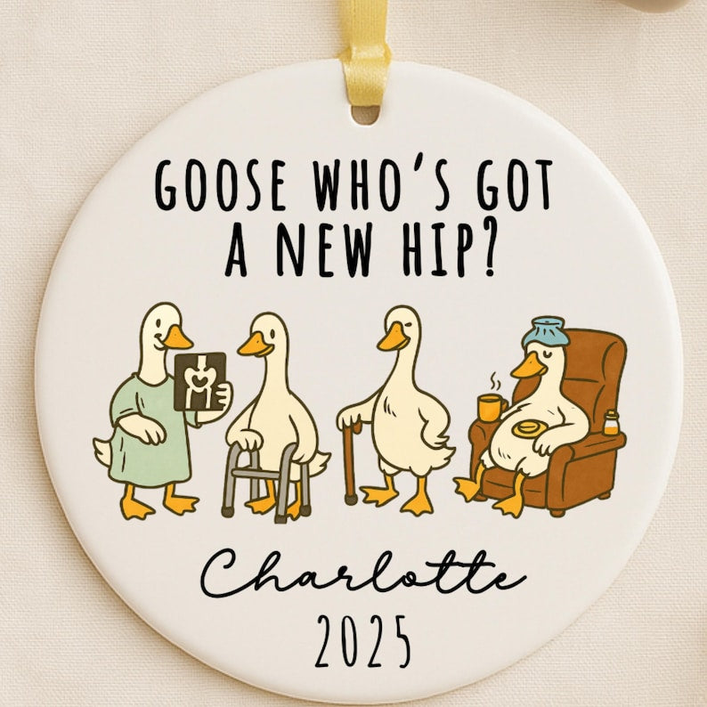 New Hip Ornament – Personalized Hip Surgery Recovery Gift personalized Christmas ornament