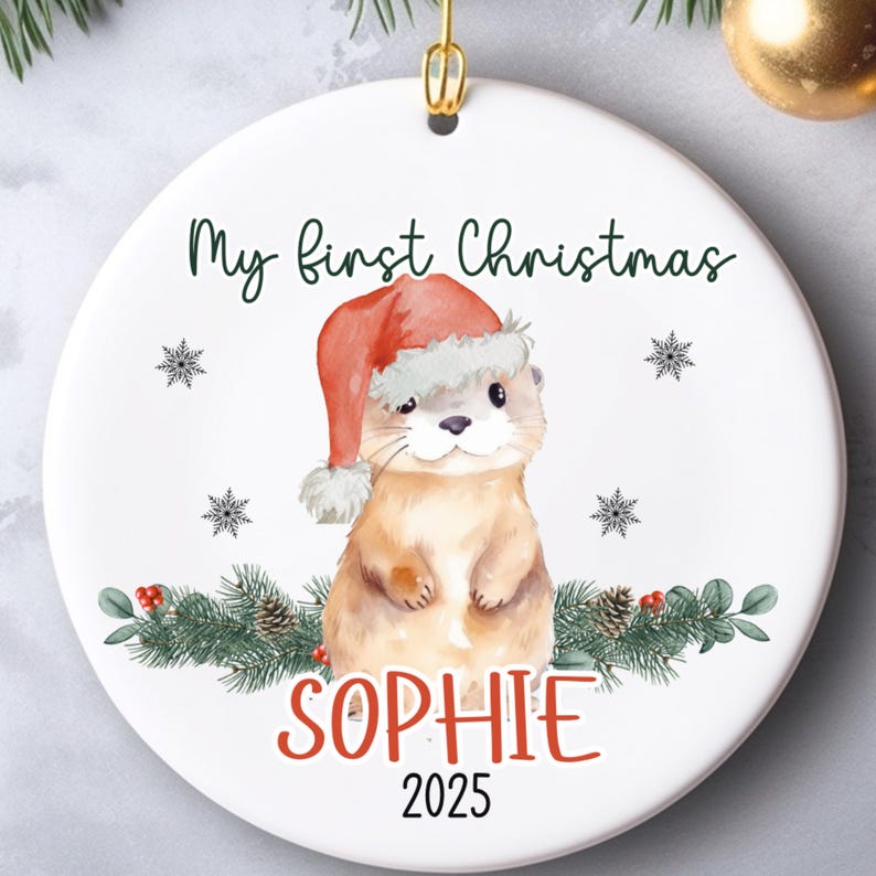 Personalized Baby’s First Christmas Ornament – Otter Holiday Keepsake for Custom Newborn Gift product image 5