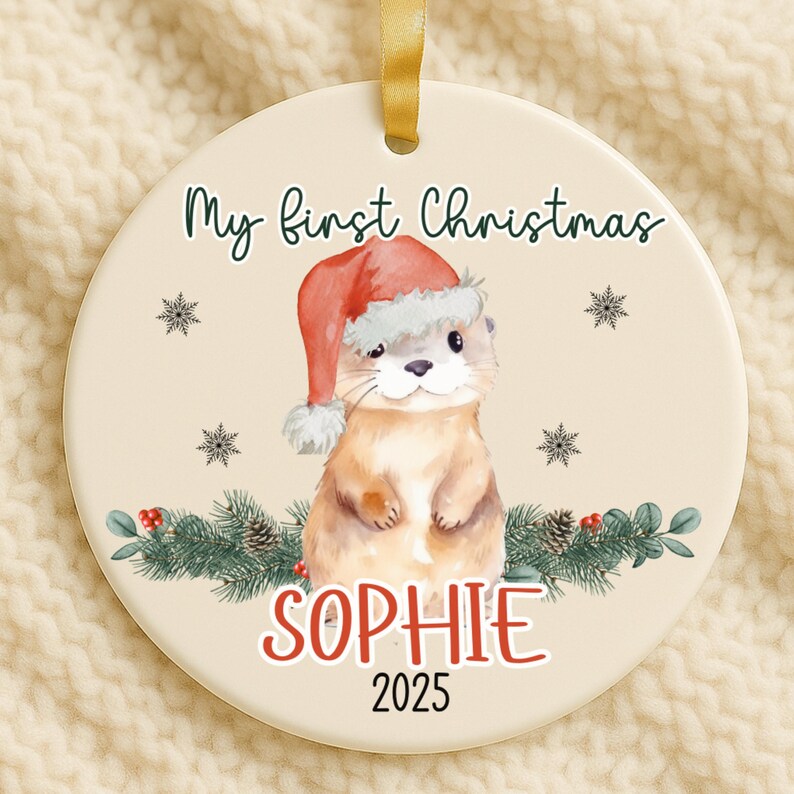 Personalized Baby’s First Christmas Ornament – Otter Holiday Keepsake for Custom Newborn Gift product image 6