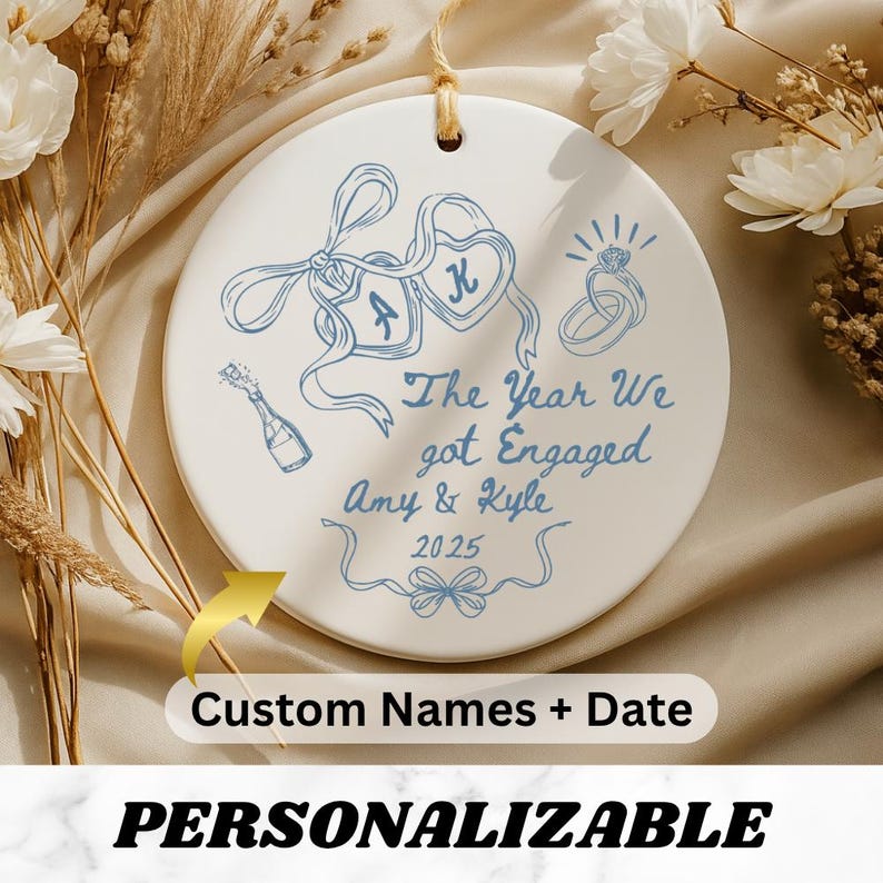 Personalized Engagement Ornament – The Year We Got Engaged Ceramic Keepsake product image 4
