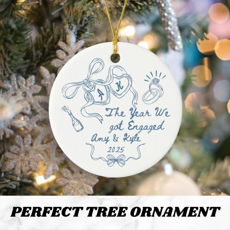 Personalized Engagement Ornament – The Year We Got Engaged Ceramic Keepsake product image 7