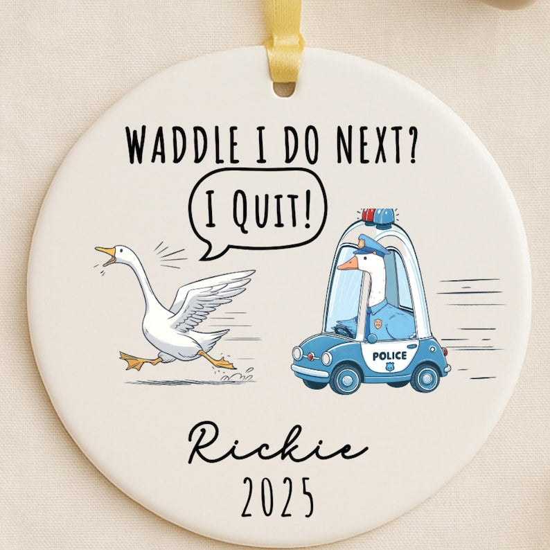 Funny I Quit Ornament – Resignation Gift for Coworker personalized Christmas ornament