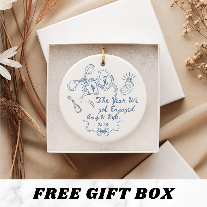 Personalized Engagement Ornament – The Year We Got Engaged Ceramic Keepsake product image 5