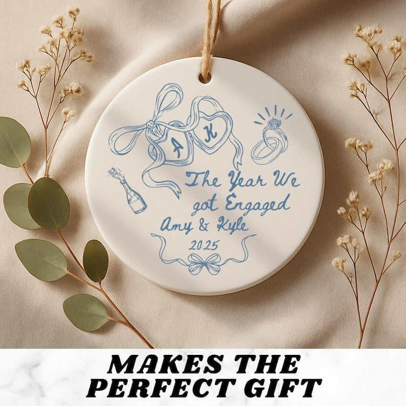 Personalized Engagement Ornament – The Year We Got Engaged Ceramic Keepsake product image 6