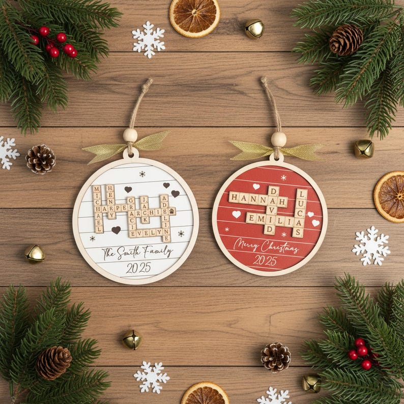 Personalized Family Crossword Ornament – Custom Names Keepsake product image 5