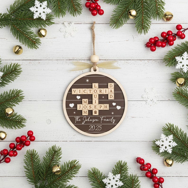 Personalized Family Crossword Ornament – Custom Names Keepsake product image 6