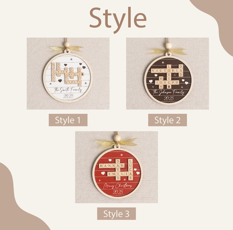 Personalized Family Crossword Ornament – Custom Names Keepsake product image 3