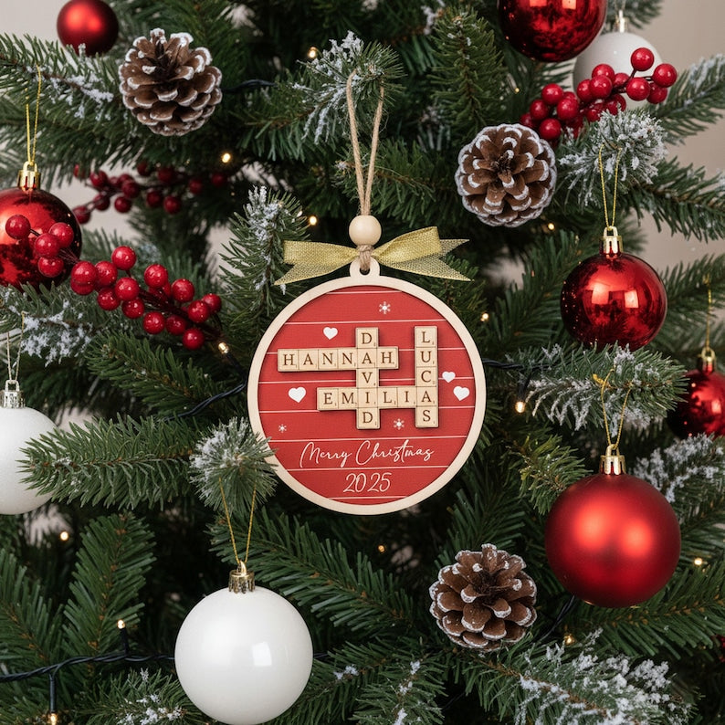 Personalized Family Crossword Ornament – Custom Names Keepsake product image 4