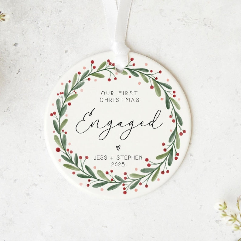 Personalized Engagement Ornament – Custom Couple Keepsake personalized acrylic Christmas ornament