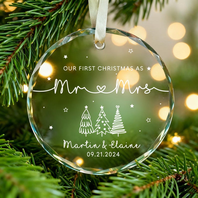 Personalized Our First Christmas as Mr & Mrs Ornament product image 4