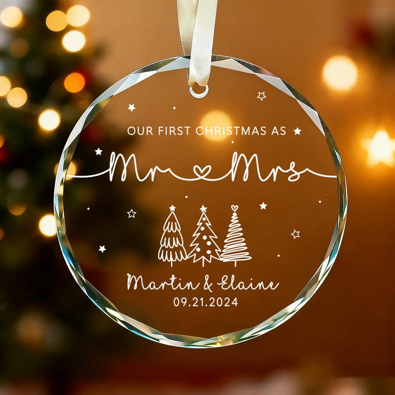 Personalized Our First Christmas as Mr & Mrs Ornament personalized acrylic Christmas ornament