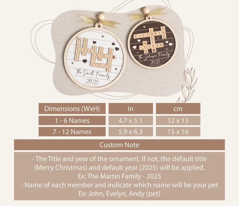 Personalized Family Crossword Ornament – Custom Names Keepsake product image 2