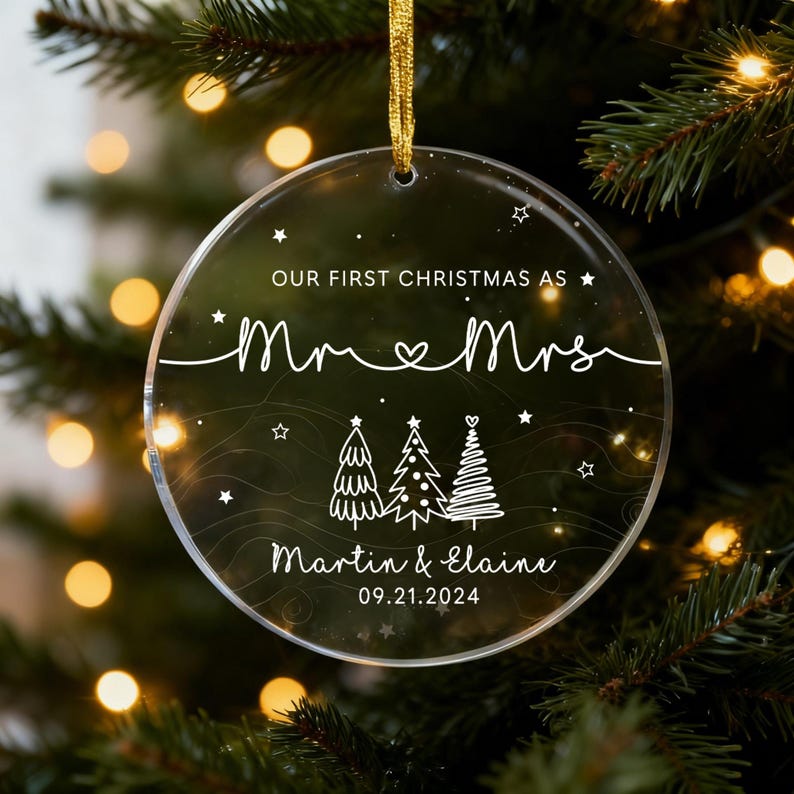Personalized Our First Christmas as Mr & Mrs Ornament product image 5