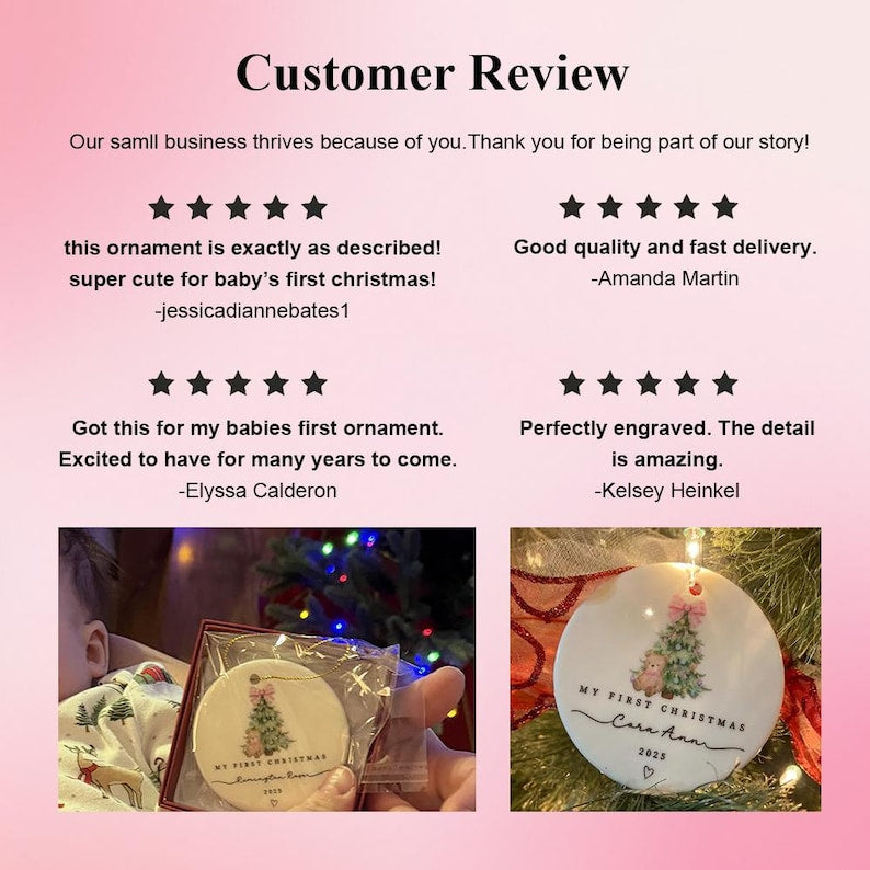 Personalized Baby Girl First Christmas Ornament product image 3