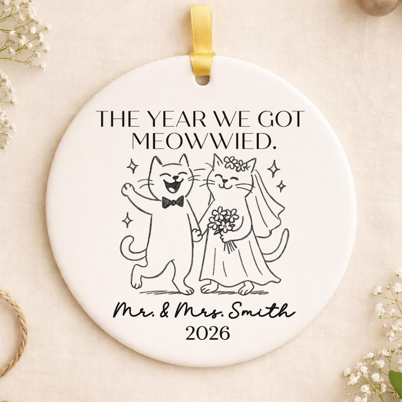 Personalized Cat Wedding Ornament – Funny Meowwied Gift for Cat Lovers personalized Christmas ornament
