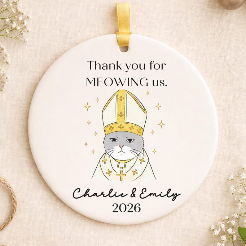Funny Cat Wedding Ornament – Thank You Wedding Officiant Gift personalized Christmas ornament