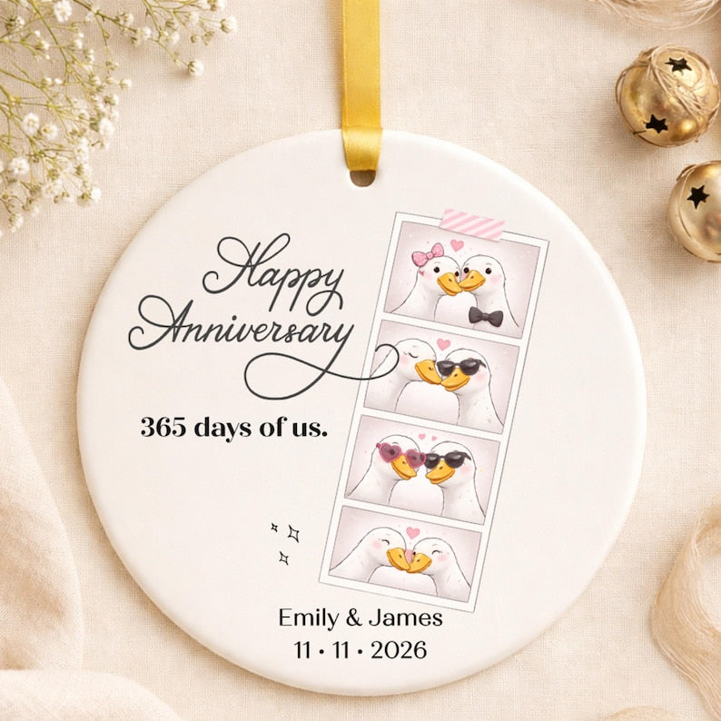 First Anniversary Ornament – Photobooth Wedding Anniversary Gift for Couples personalized Christmas ornament