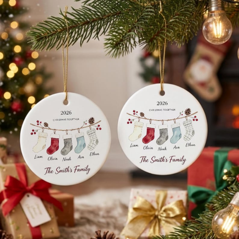 Personalized Family Name Ceramic Xmas Tree Bauble Ornament product image 6