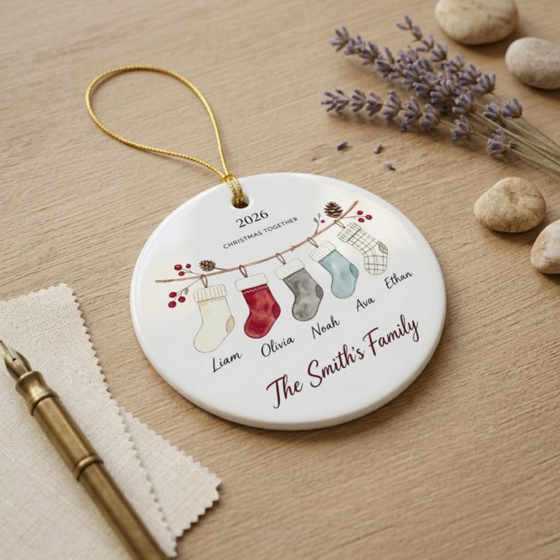 Personalized Family Name Ceramic Xmas Tree Bauble Ornament product image 8