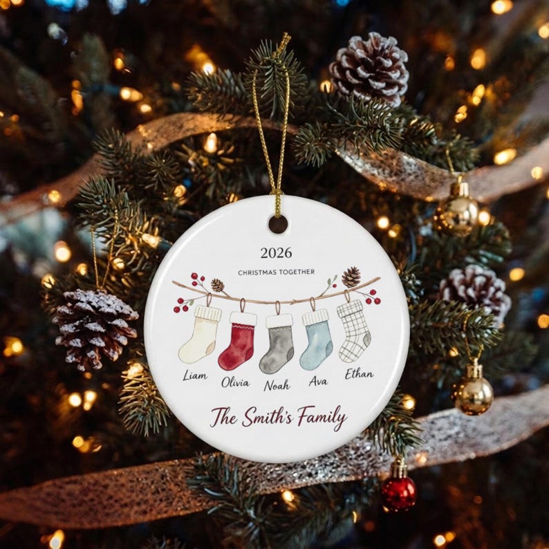 Personalized Family Name Ceramic Xmas Tree Bauble Ornament product image 9