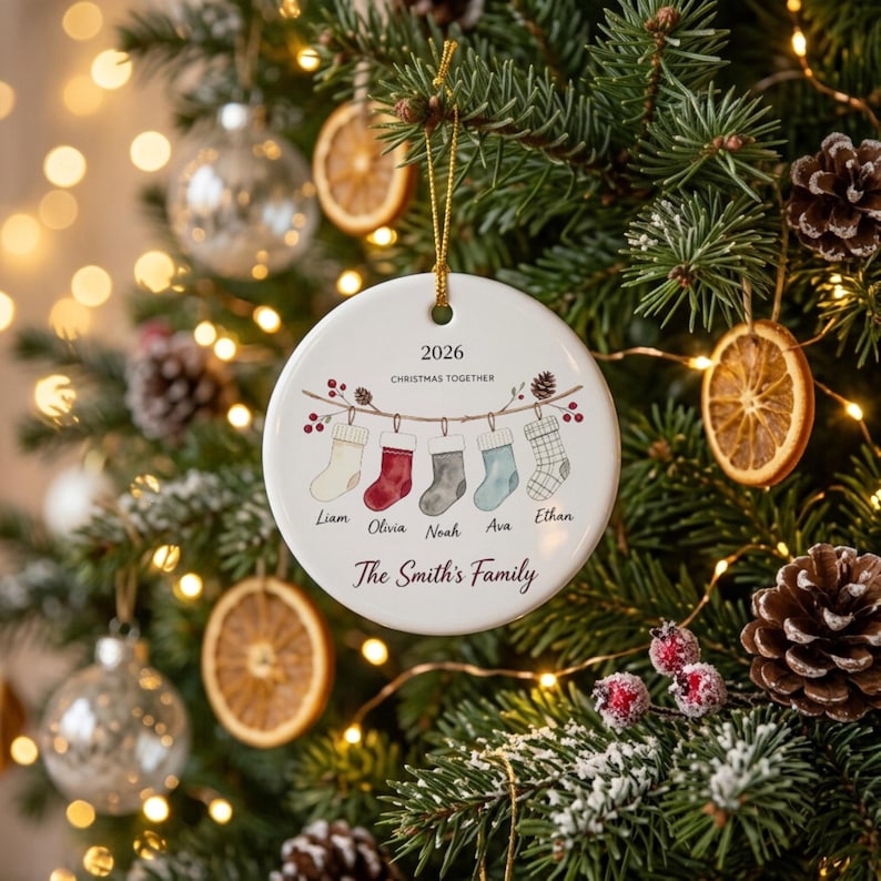 Personalized Family Name Ceramic Xmas Tree Bauble Ornament product image 3
