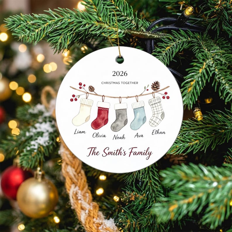 Personalized Family Name Ceramic Xmas Tree Bauble Ornament product image 11
