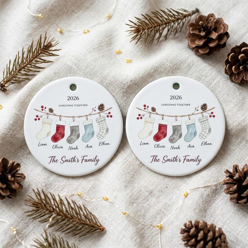Personalized Family Name Ceramic Xmas Tree Bauble Ornament product image 12