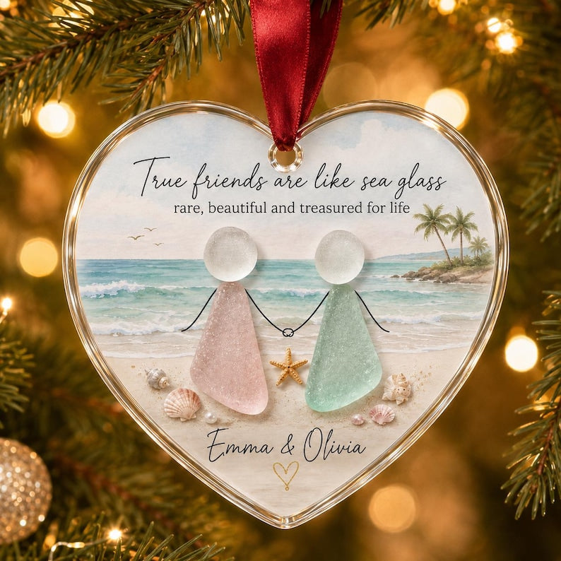 Personalized Best Friend Ornament – True Friends Are Like Sea Glass Ornament product image 3