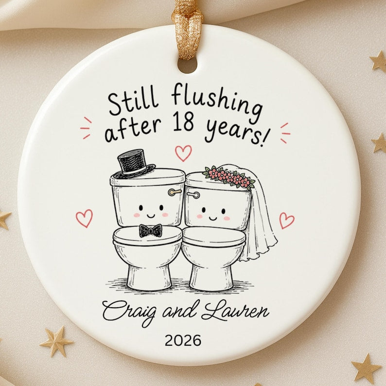Funny 18th Anniversary Ornament | Personalized Porcelain Anniversary Gift | Husband Wife Christ product image 8