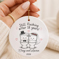 Funny 18th Anniversary Ornament | Personalized Porcelain Anniversary Gift | Husband Wife Christ personalized Christmas ornament