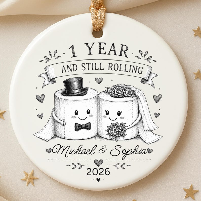 1st Anniversary Ornament Personalized – Funny Paper Anniversary Gift product image 6