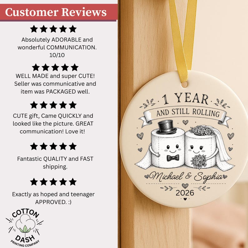1st Anniversary Ornament Personalized – Funny Paper Anniversary Gift product image 12