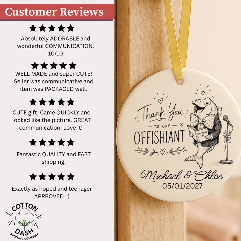 Thank You Officiant Ornament – Wedding Officiant Gift Personalized product image 12