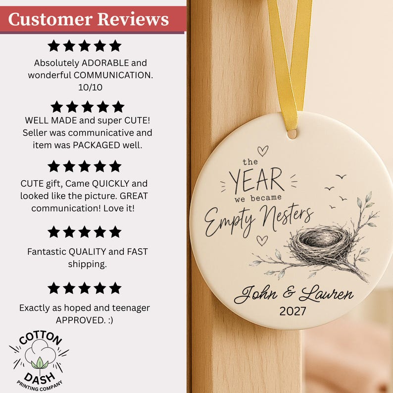 First Christmas Empty Nest Ornament | Personalized Empty Nester Gift | Parents Christmas Keepsa product image 12