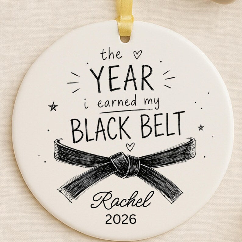 Black Belt Gift Personalized Ornament – Karate Graduation Gift product image 4