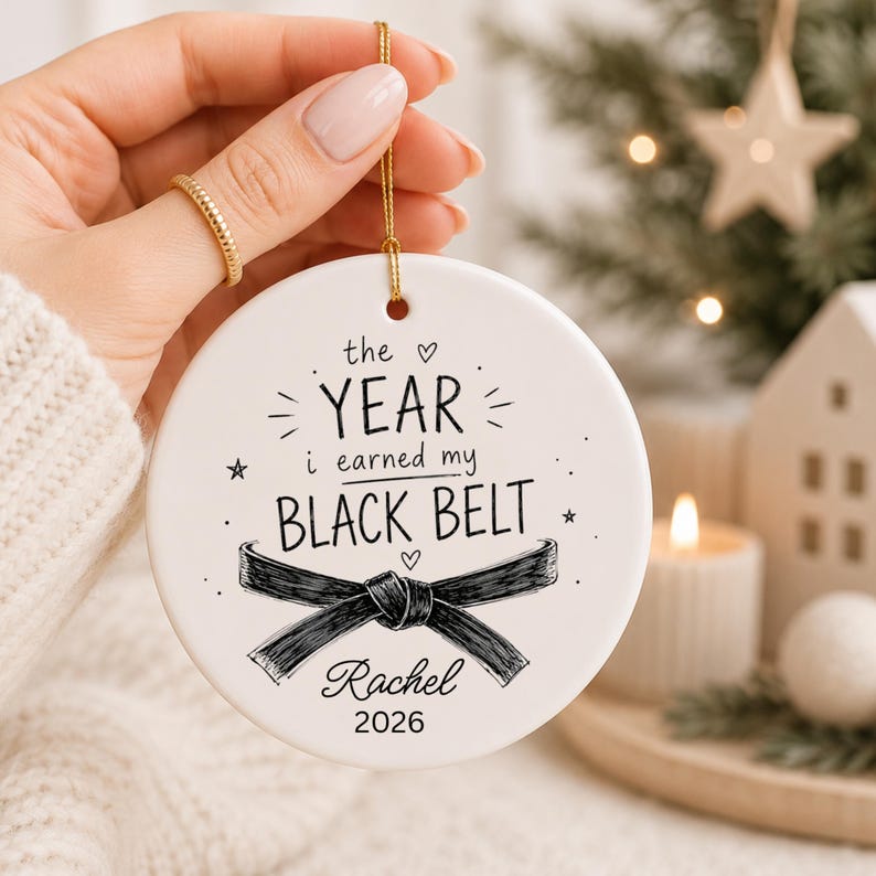 Black Belt Gift Personalized Ornament – Karate Graduation Gift product image 6