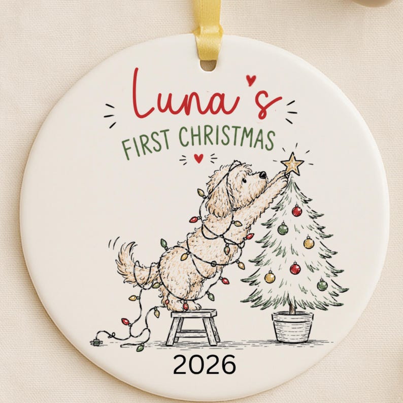 Goldendoodle First Christmas Ornament Personalized | Puppy's Christmas Ornament | Doodle Dog Fi product image 4
