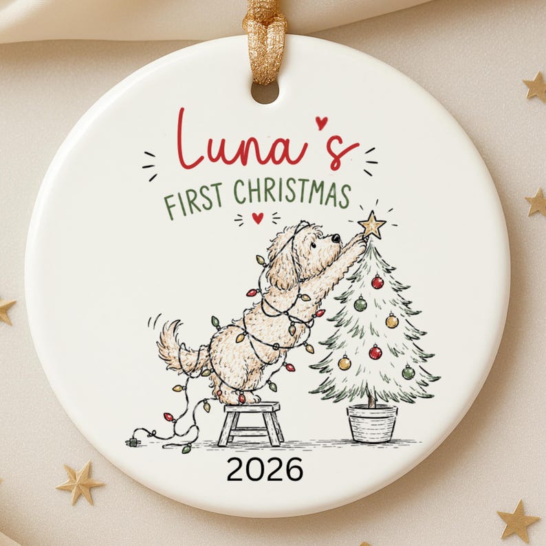 Goldendoodle First Christmas Ornament Personalized | Puppy's Christmas Ornament | Doodle Dog Fi product image 8