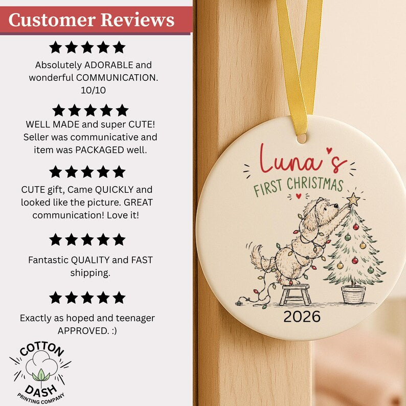 Goldendoodle First Christmas Ornament Personalized | Puppy's Christmas Ornament | Doodle Dog Fi product image 12