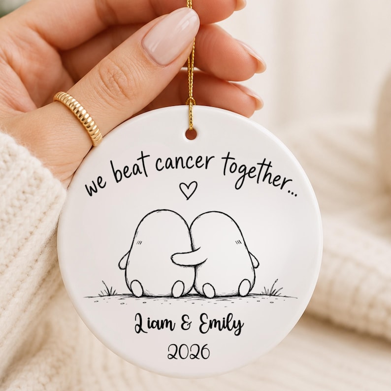 Personalized Cancer Survivor Ornament – Beat Cancer Together Gift personalized Christmas ornament