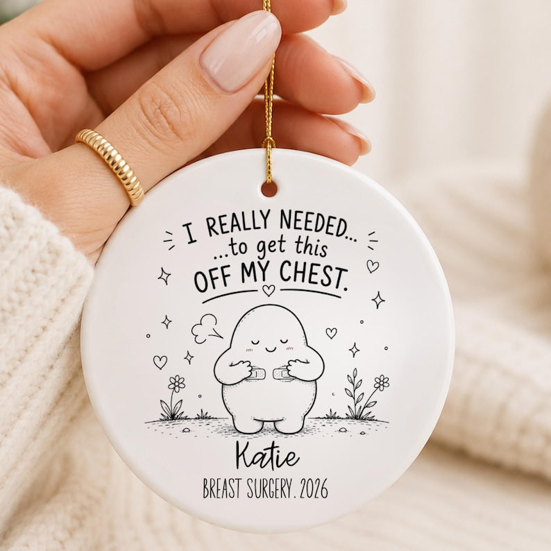 Personalized Breast Surgery Ornament – Breast Reduction Gift personalized Christmas ornament