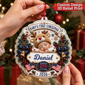 Baby's First Christmas 2026 Ornament – Personalized Name America 250 Keepsake personalized acrylic Christmas ornament