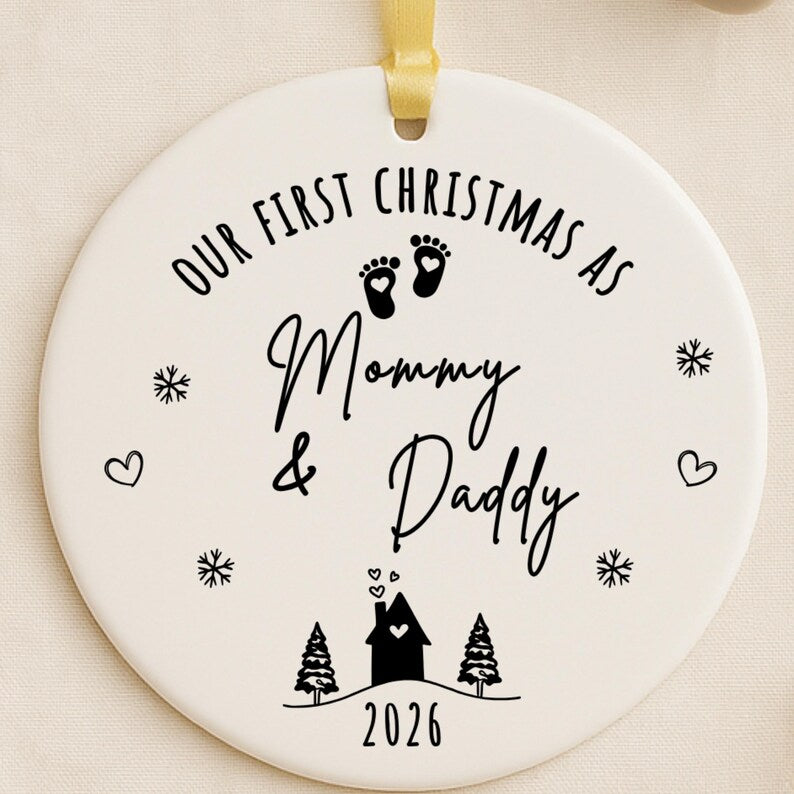 First Christmas as Mommy Daddy Ornament – Personalized New Parents Christmas Ornament product image 4