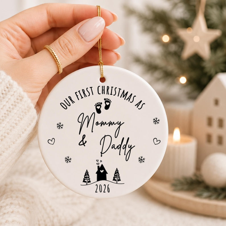 First Christmas as Mommy Daddy Ornament – Personalized New Parents Christmas Ornament product image 8