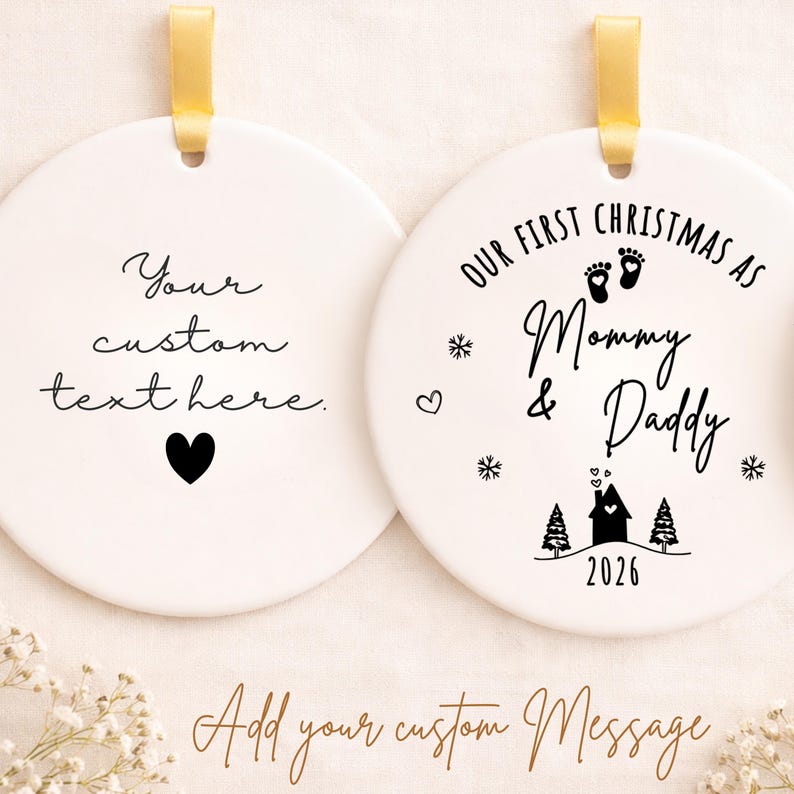 First Christmas as Mommy Daddy Ornament – Personalized New Parents Christmas Ornament product image 2