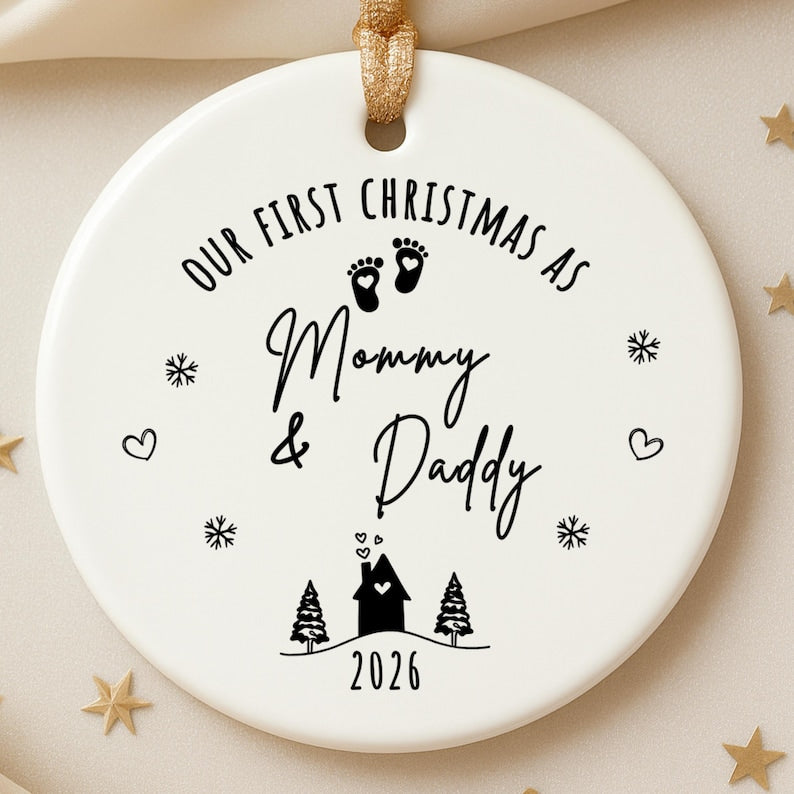 First Christmas as Mommy Daddy Ornament – Personalized New Parents Christmas Ornament product image 10