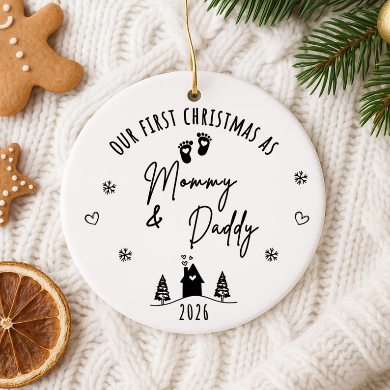 First Christmas as Mommy Daddy Ornament – Personalized New Parents Christmas Ornament product image 11