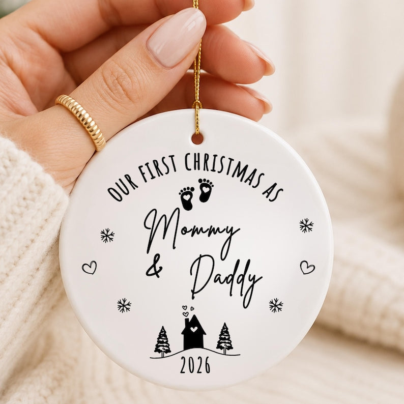 First Christmas as Mommy Daddy Ornament – Personalized New Parents Christmas Ornament personalized Christmas ornament